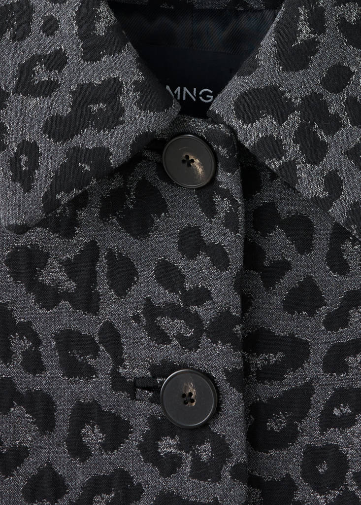 Leopard-print long coat — Grey