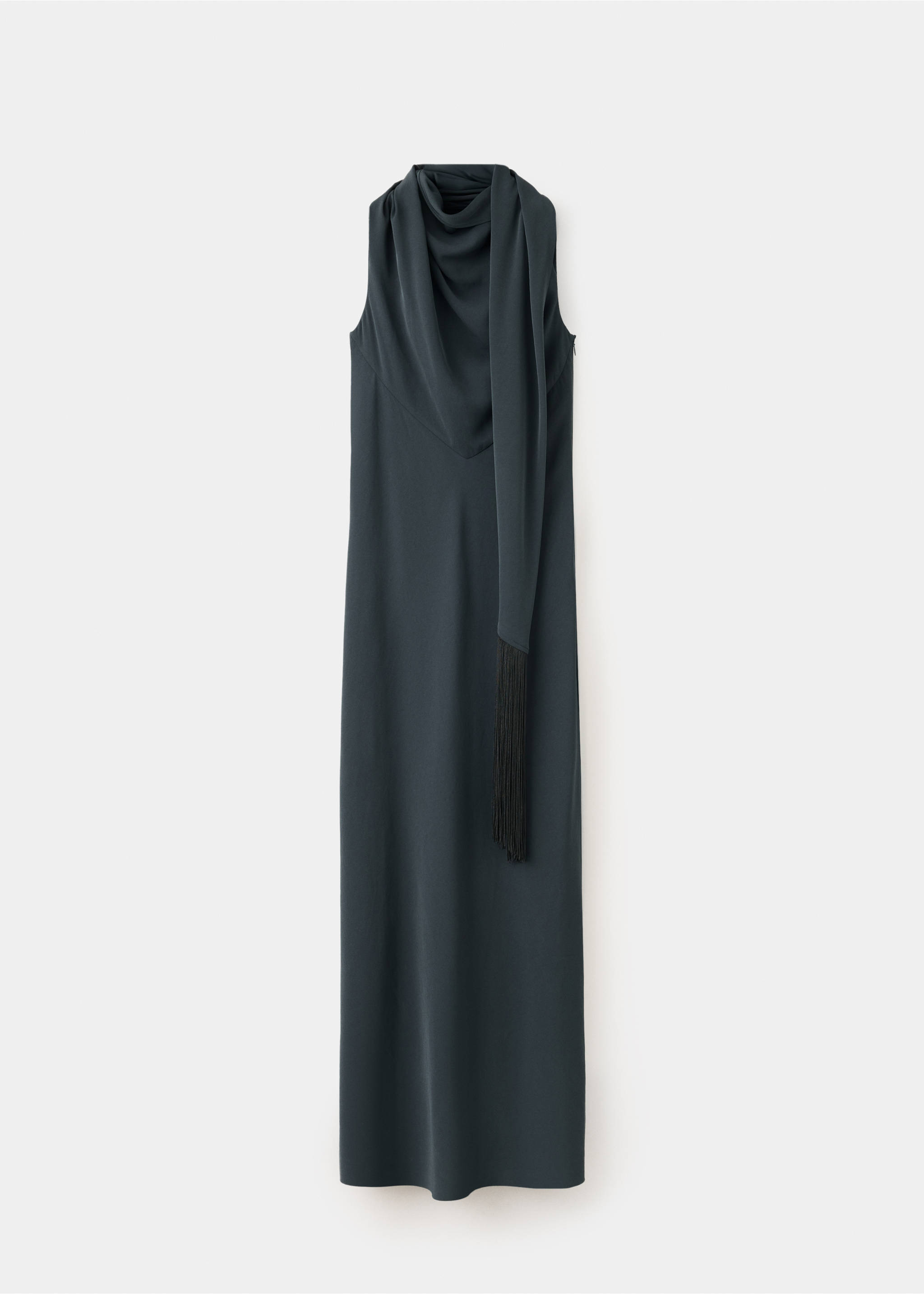 Robe col drapé - Article sans modèle, Gris anthracite. Ref: 37017117-00.