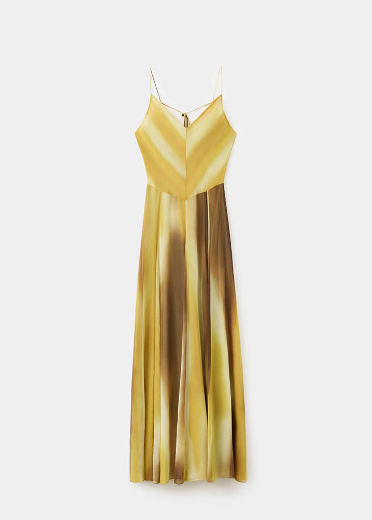 Printed chiffon dress — Mustard