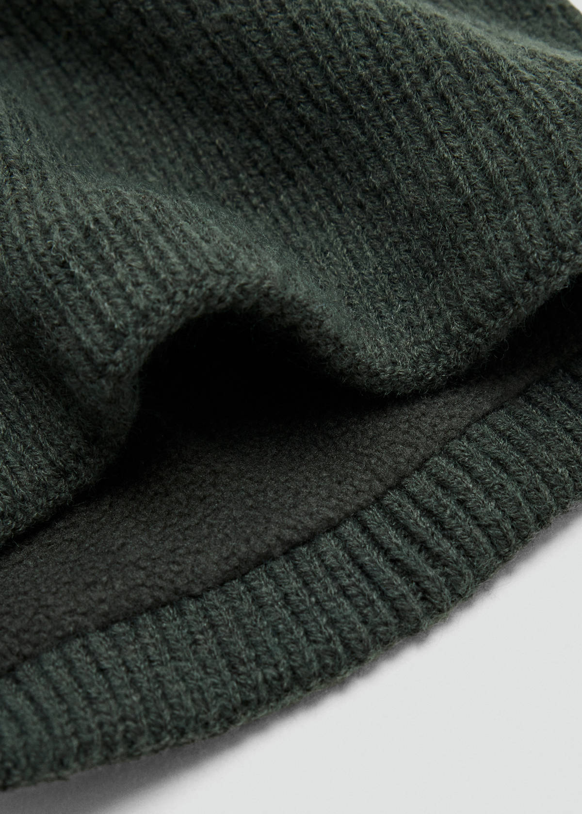 Ribbed scarf with relief logo — Khaki