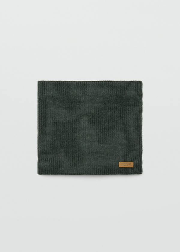 Ribbed scarf with relief logo — Khaki