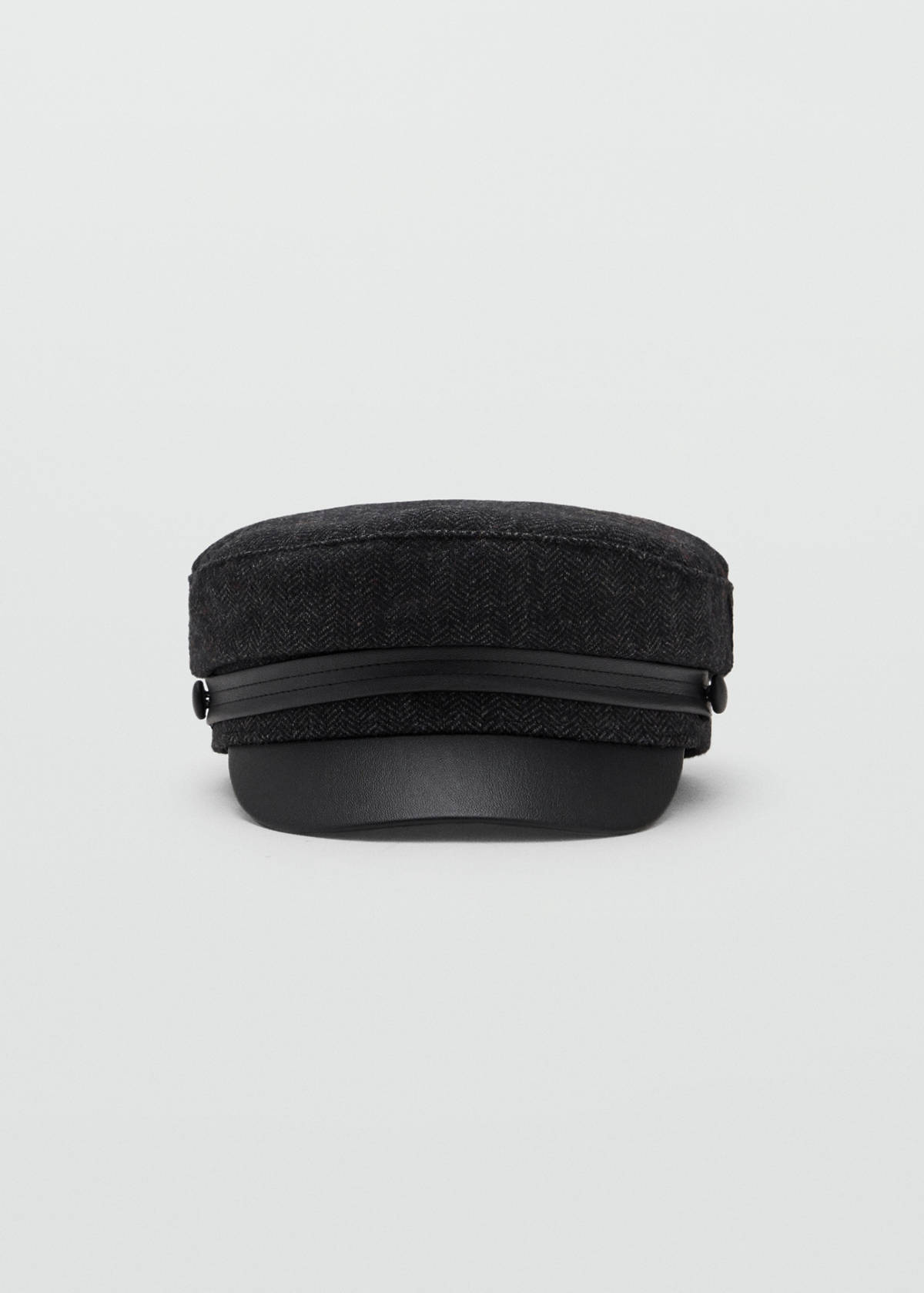 Wool-blend sailor cap with leather-effect detail — Dark Heather Grey