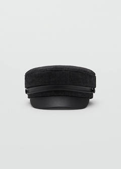 Wool-blend sailor cap with leather-effect detail — Dark Heather Grey 2