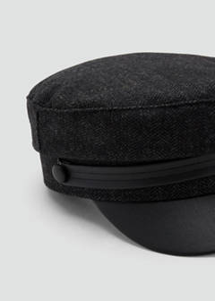 Wool-blend sailor cap with leather-effect detail — Dark Heather Grey 4