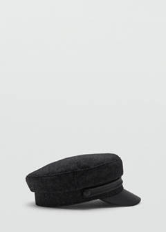 Wool-blend sailor cap with leather-effect detail — Dark Heather Grey 1
