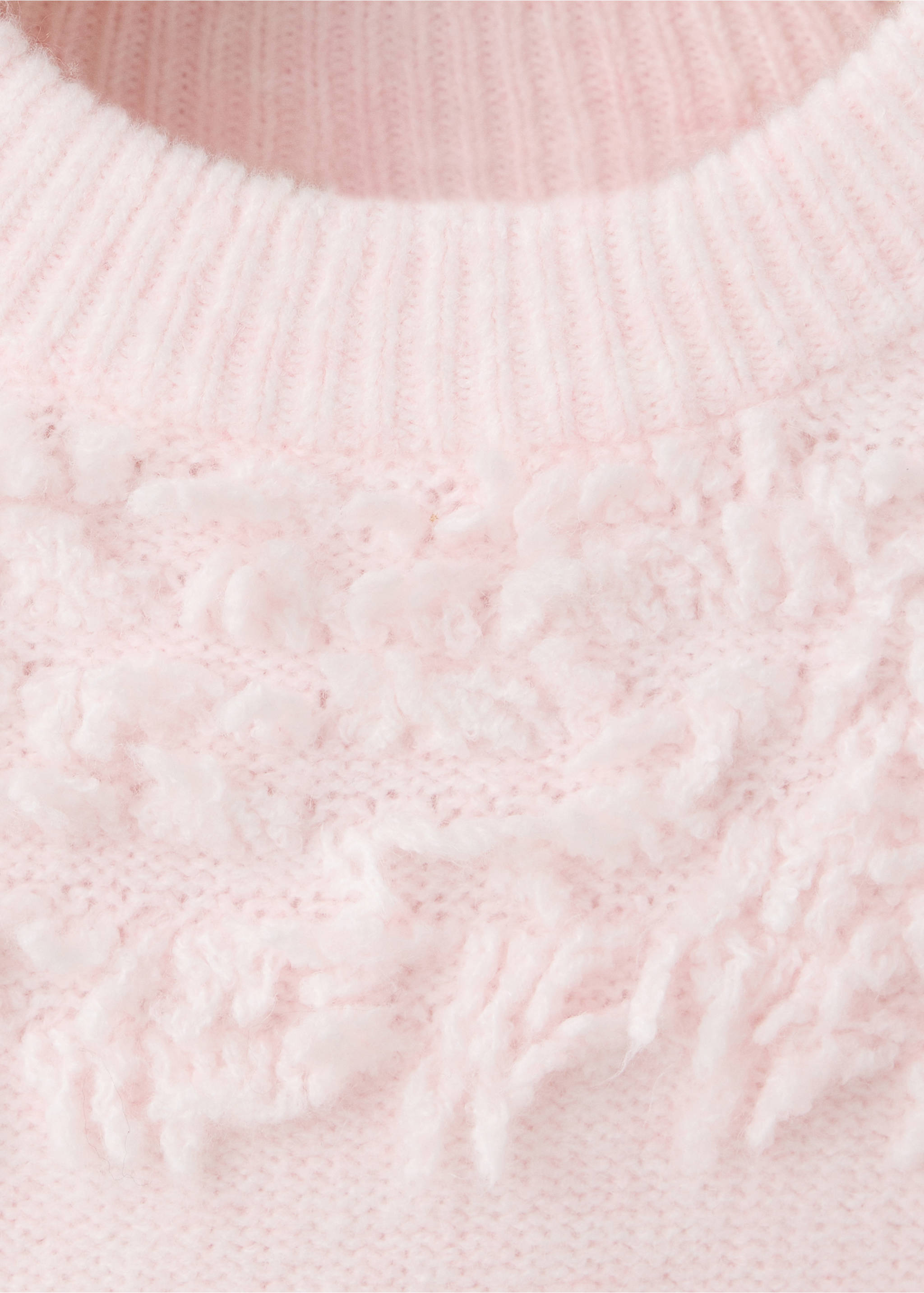 Fringe-detail knit sweater - Details of the article 8, Pastel Pink. Ref: 37017126-00.