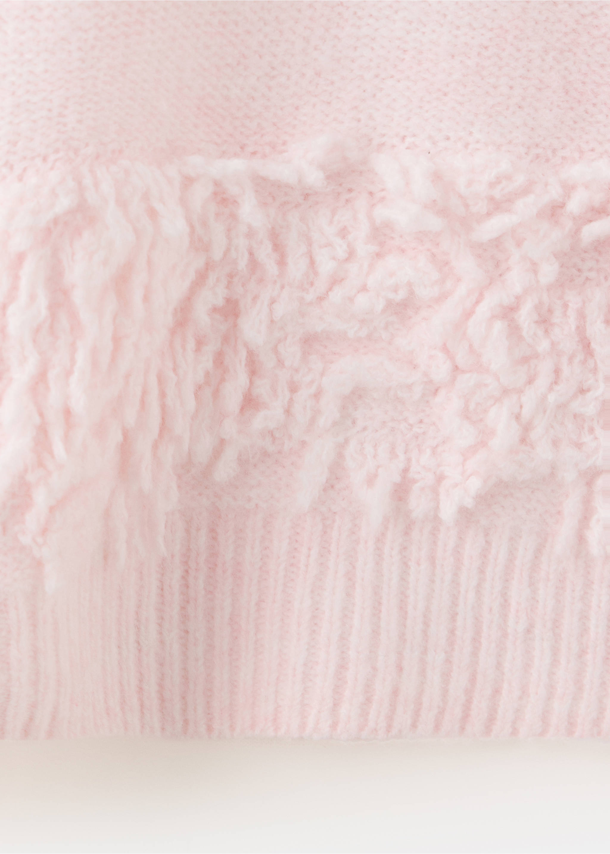 Fringe-detail knit sweater - Details of the article 0, Pastel Pink. Ref: 37017126-00.