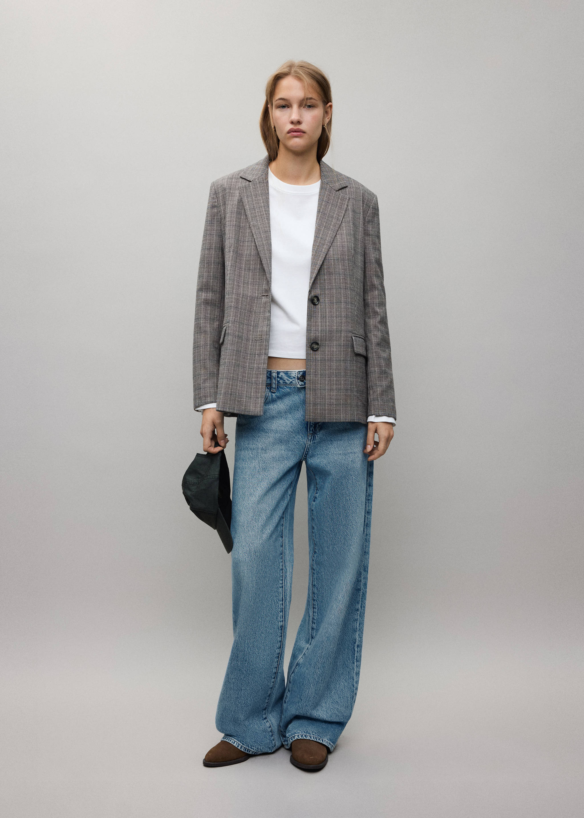 Wide-leg jeans with crossover closure - General plane