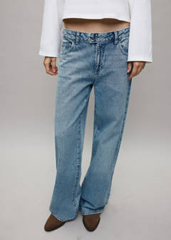 Wide-leg jeans with crossover closure — Medium Blue 3