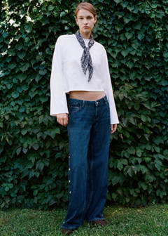 Wide-leg jeans with side buttons — Dark Blue 2