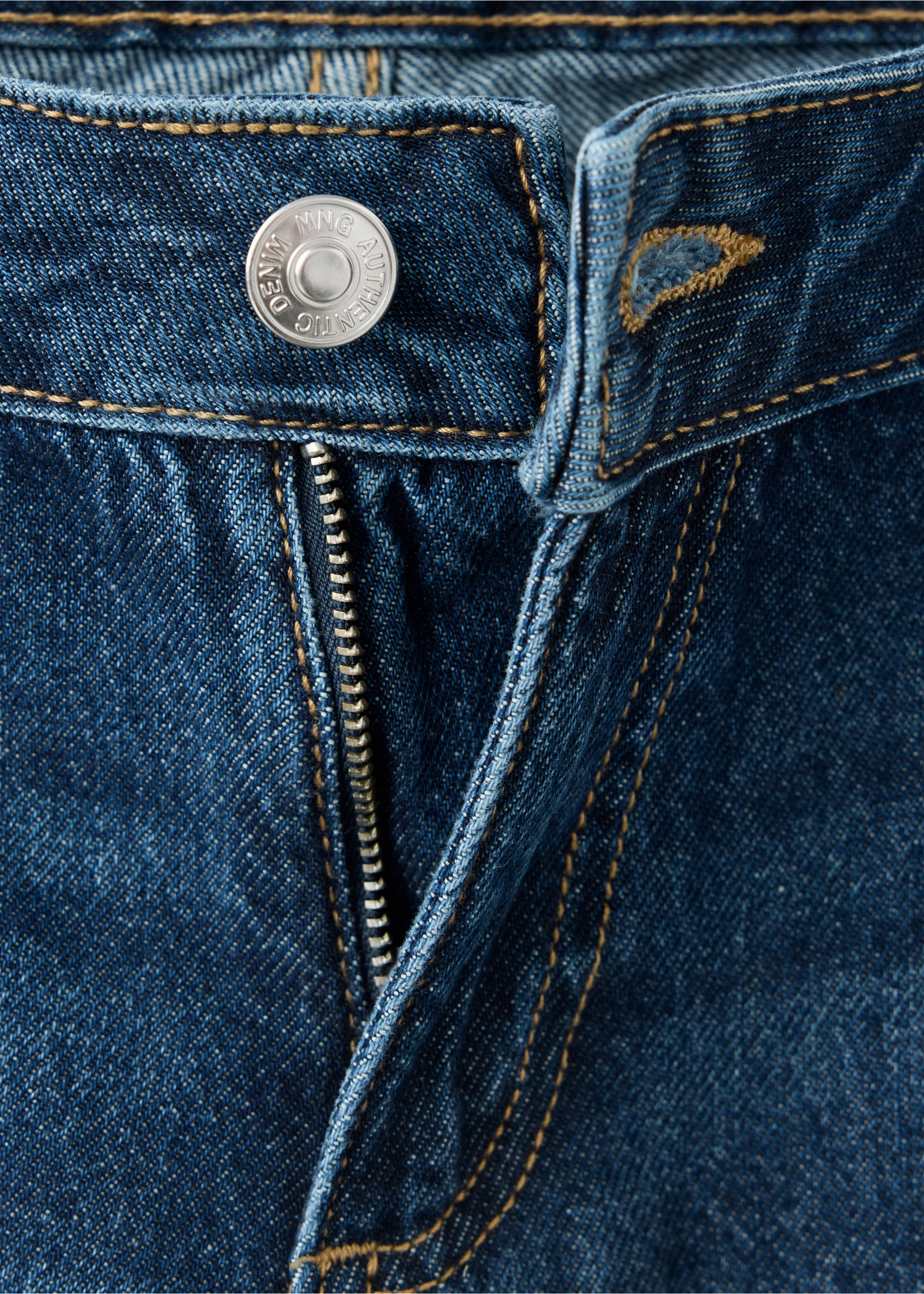 Wide-leg jeans with side buttons - Details of the article 8, Dark Blue. Ref: 37017134-00.