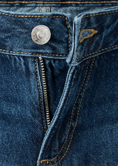 Wide-leg jeans with side buttons — Dark Blue 5