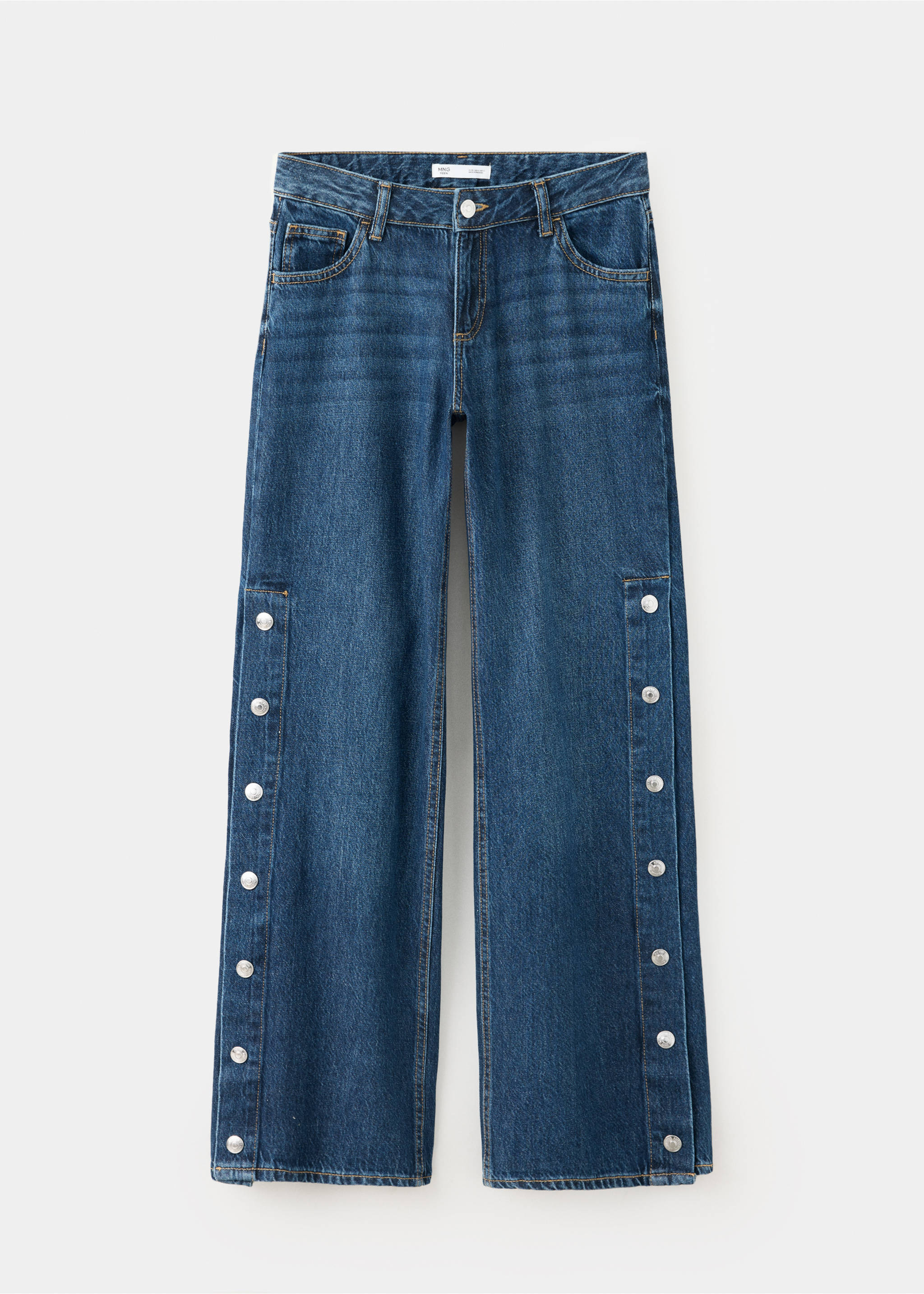 Wide-leg jeans with side buttons - Article without model, Dark Blue. Ref: 37017134-00.