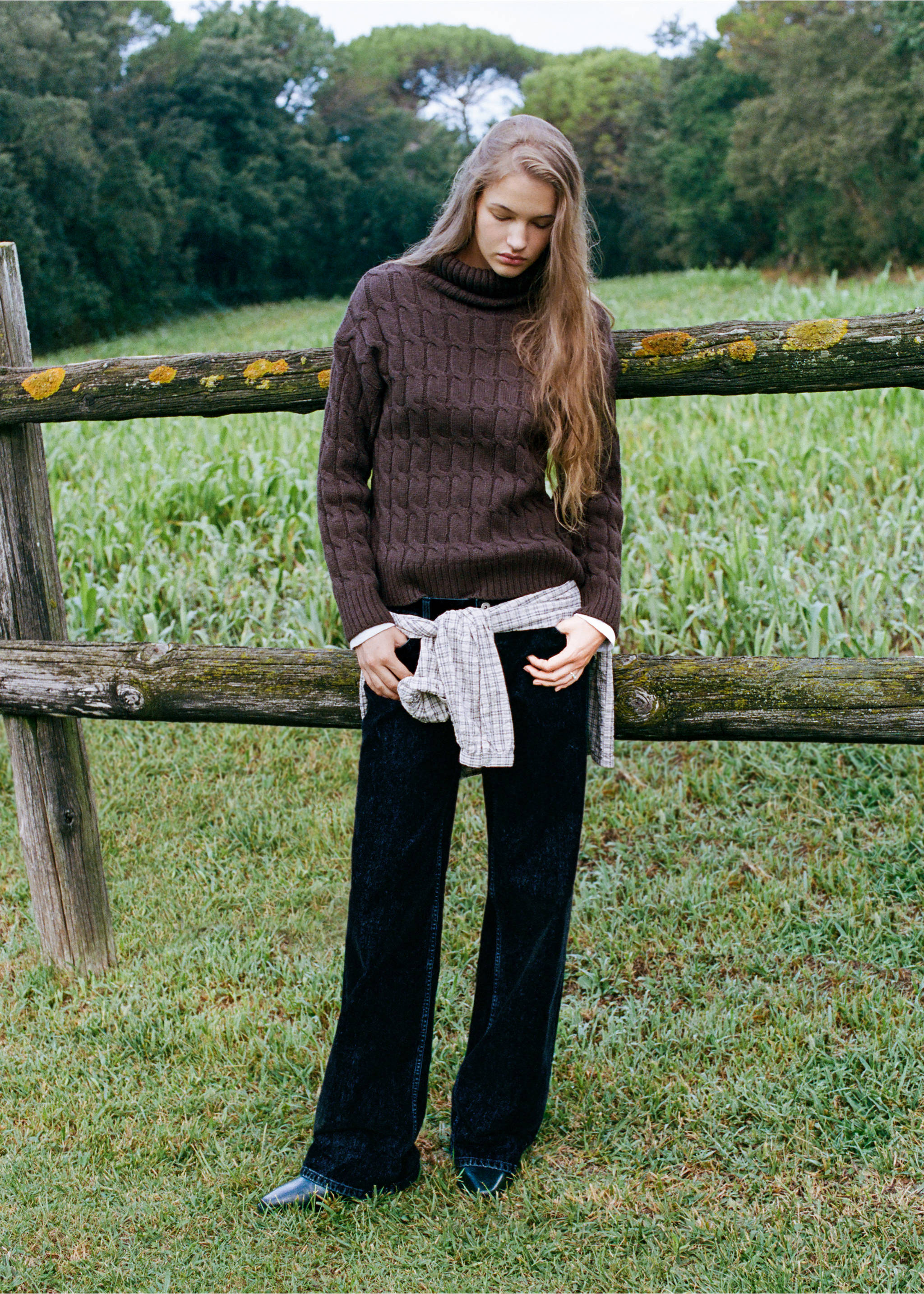 Velvet wide-leg jeans - General plane, Navy. Ref: 37017135-00.