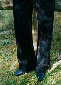 Velvety straight-leg jeans — Navy 4