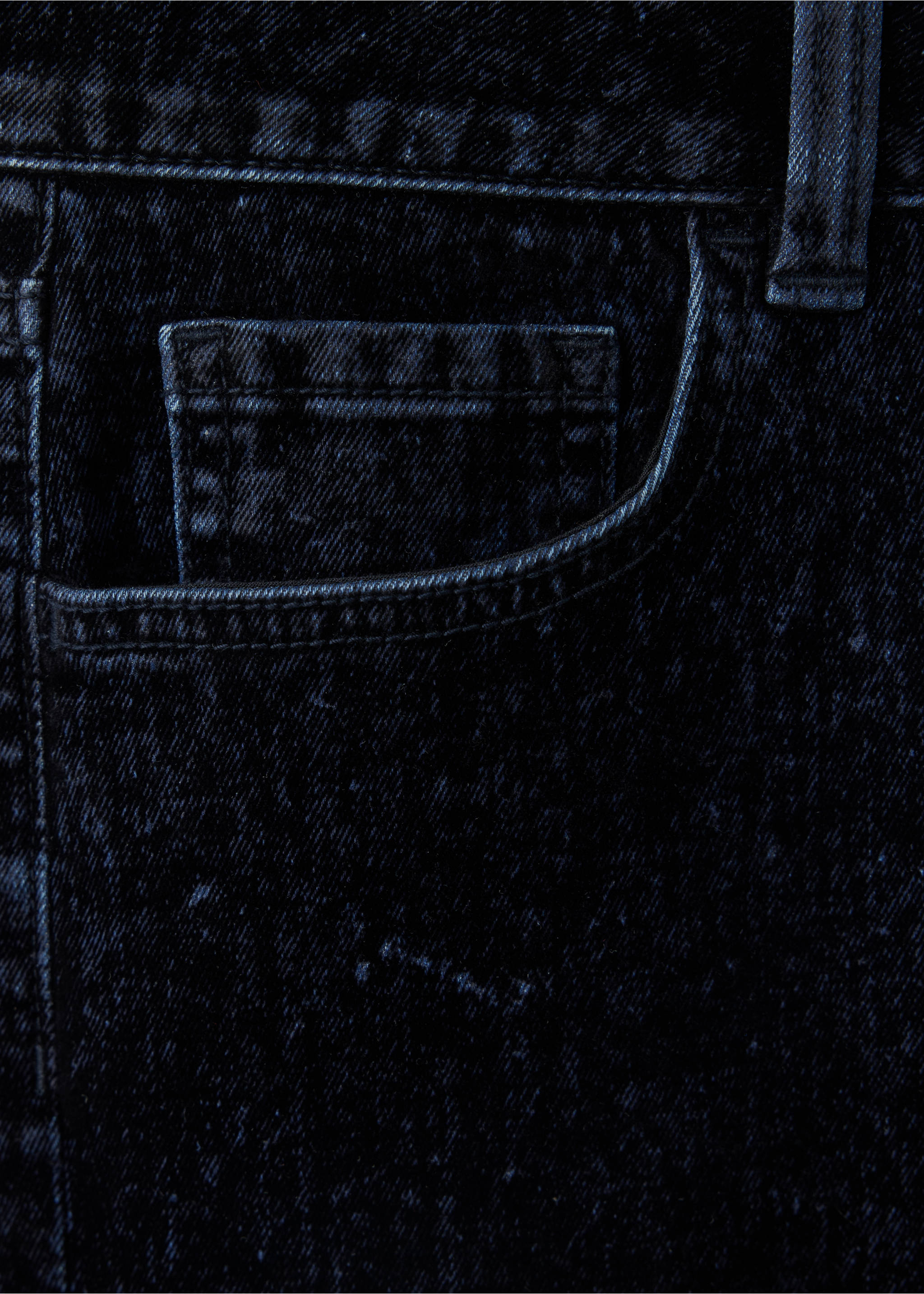 Close-up of dark blue denim fabric and pocket detail on jeans., Navy. Ref: 37017135-00.