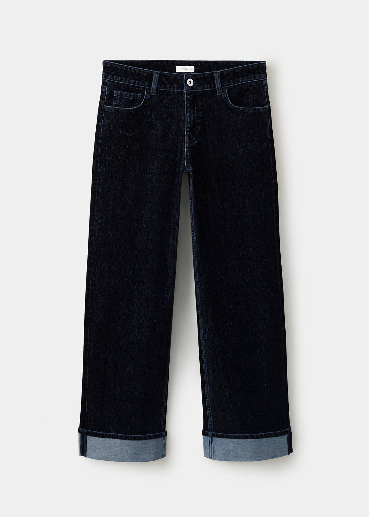 Velvety straight-leg jeans — Navy