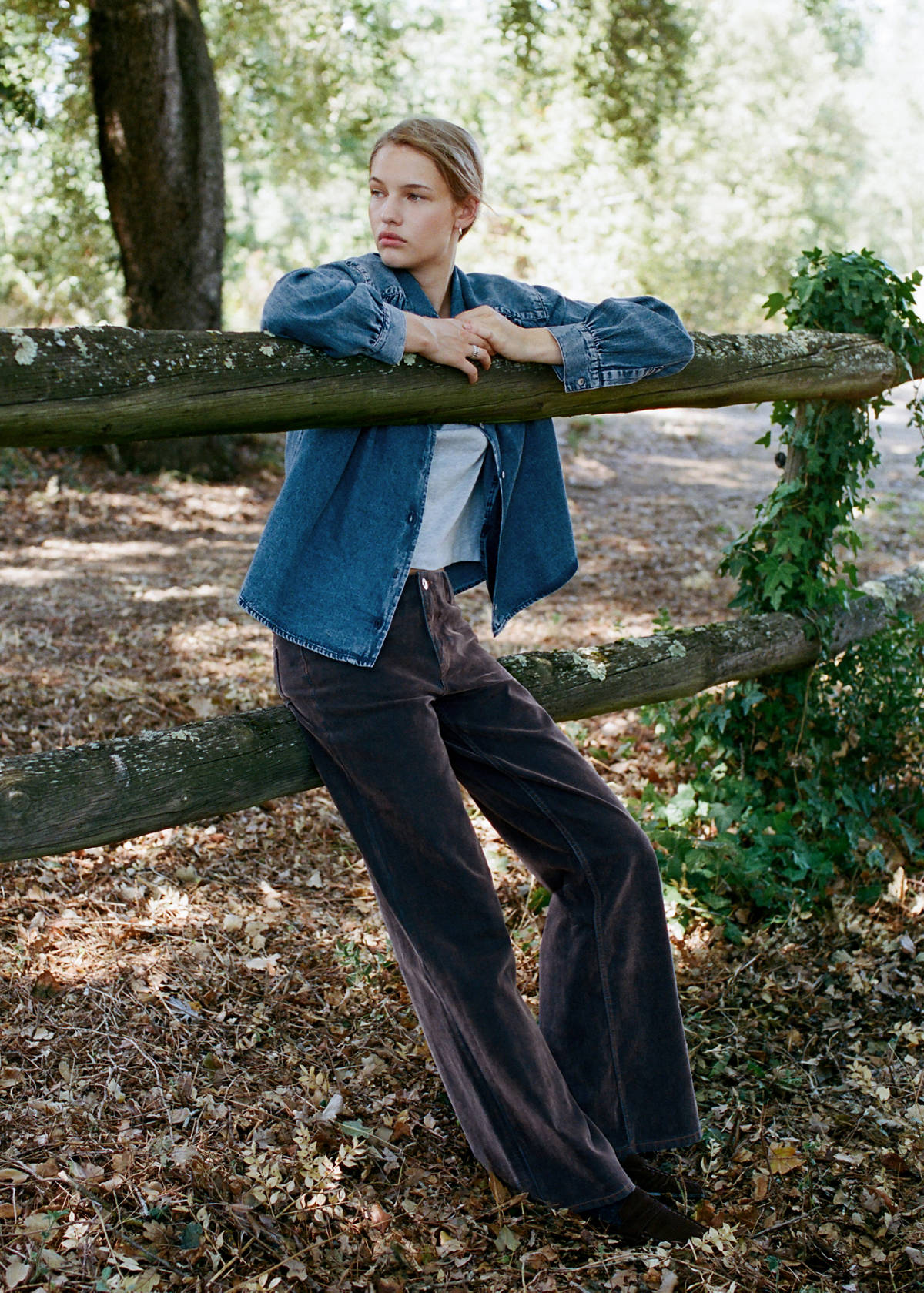 Velvet wide-leg jeans — Chocolate