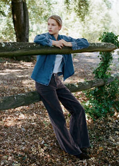 Velvet wide-leg jeans — Chocolate 2