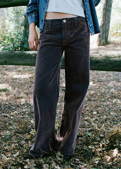Velvet wide-leg jeans — Chocolate 1