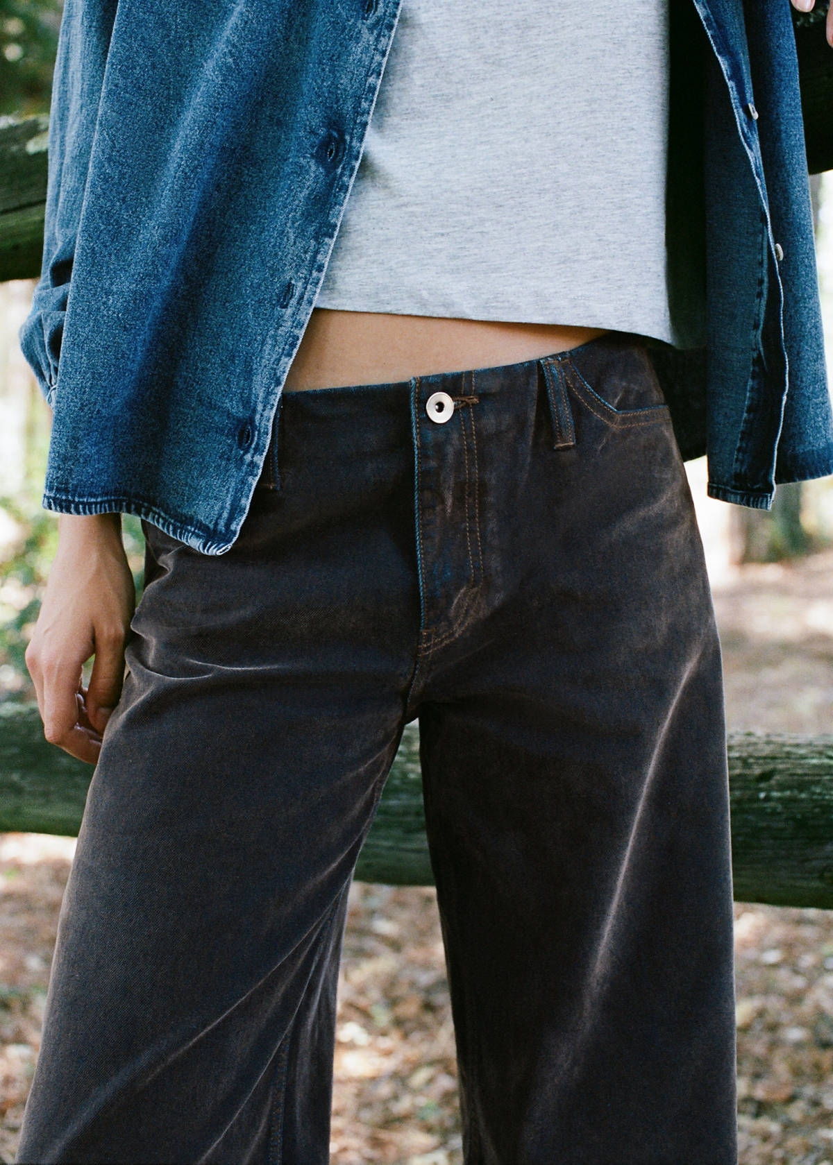 Velvet wide-leg jeans — Chocolate