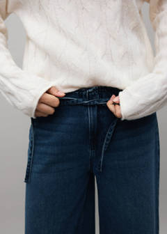 Wide-leg jeans with drawcord detail — Deep Dark Blue 3