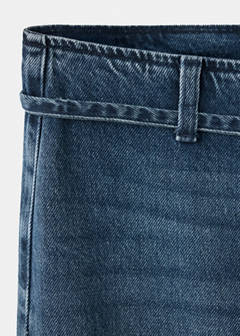 Wide-leg jeans with drawcord detail — Deep Dark Blue 7