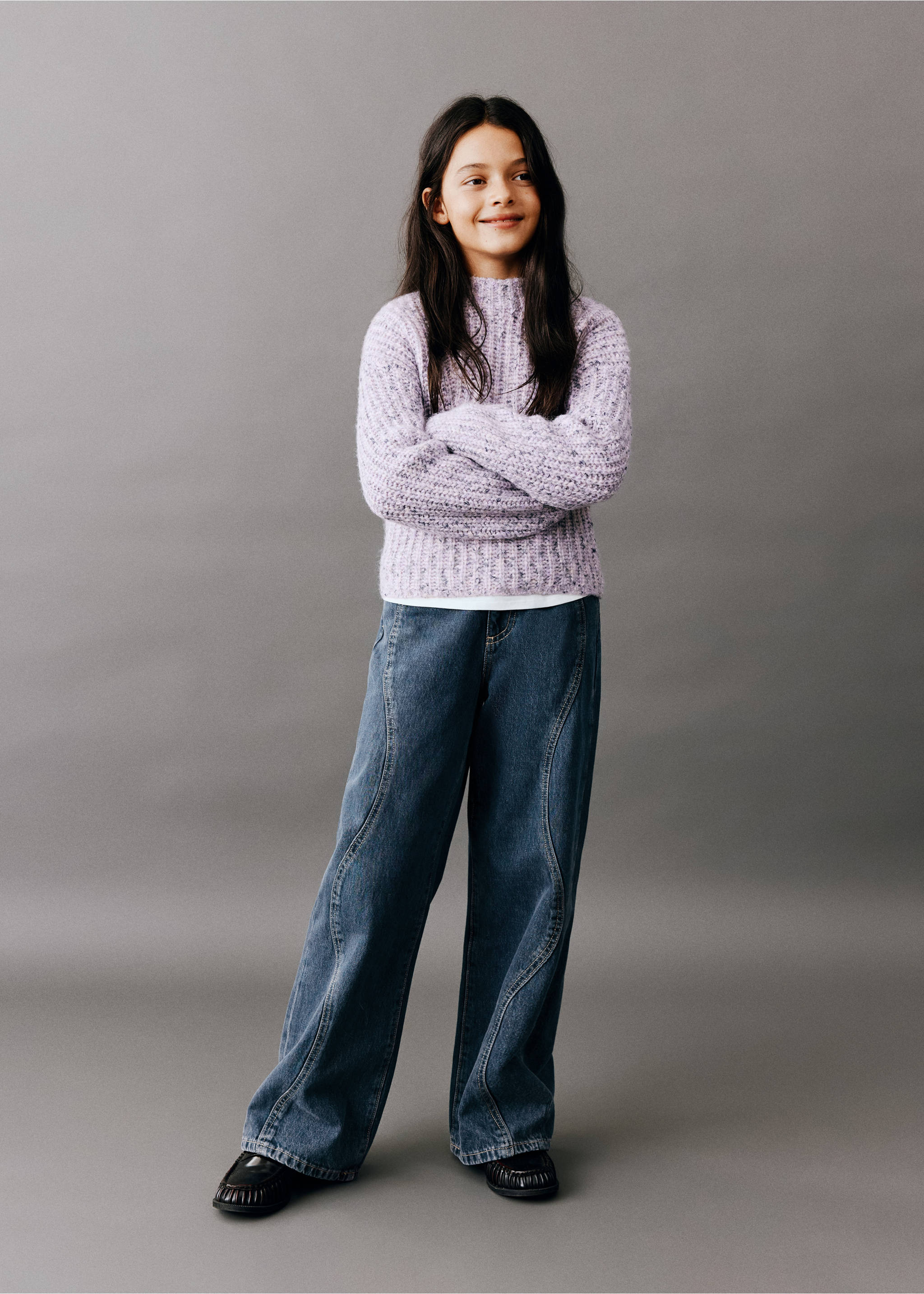 Wide-leg jeans with seam detailing - General plane, Medium Vintage Blue. Ref: 37017140-00.