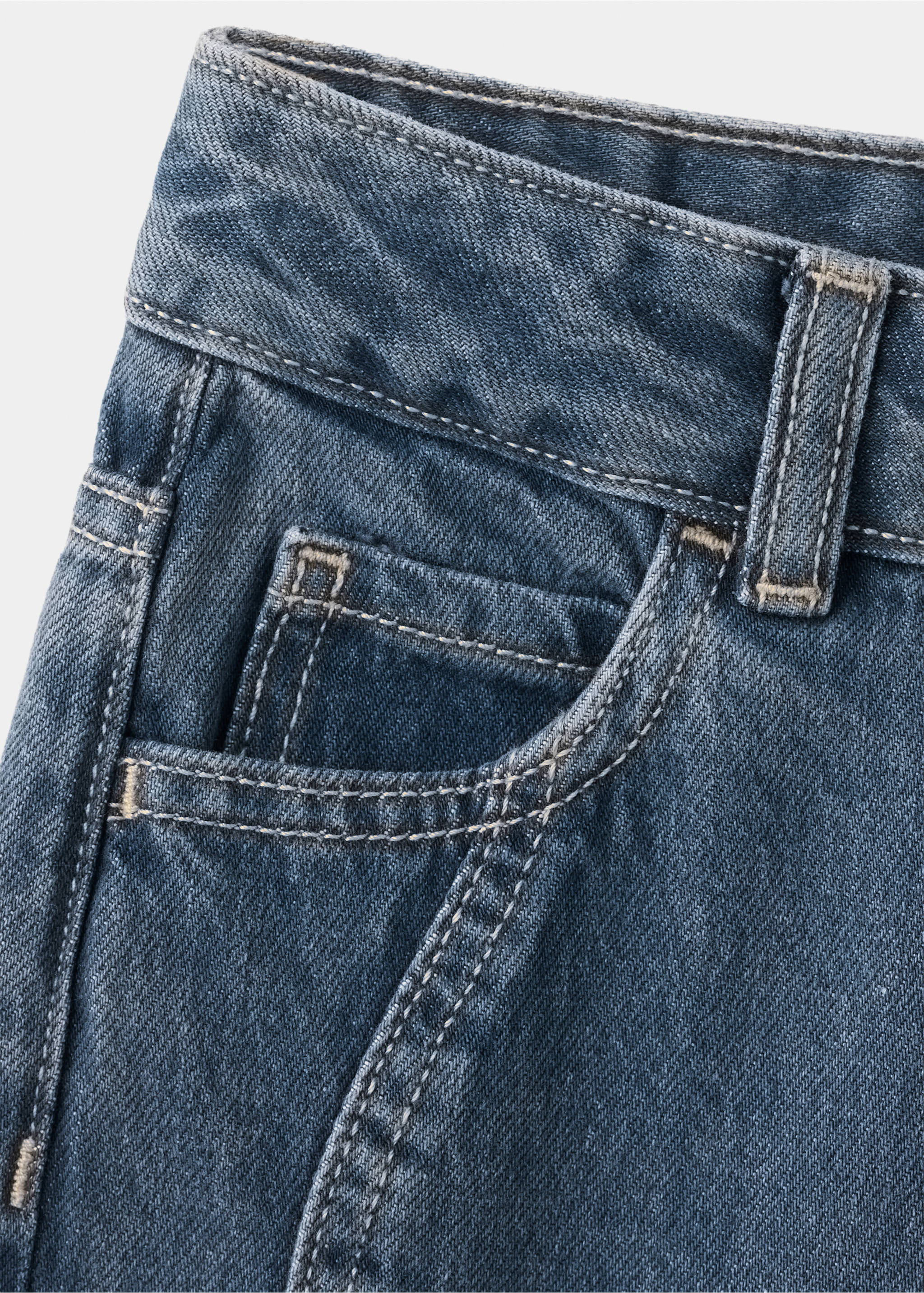 Wide-leg jeans with seam detailing - Details of the article 8, Medium Vintage Blue. Ref: 37017140-00.