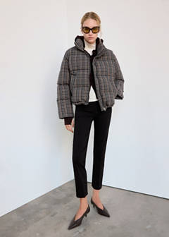 Checked anorak with funnel neck — Navy 9