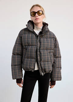 Checked anorak with funnel neck — Navy 8
