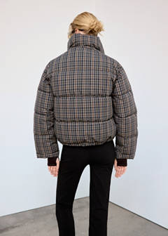 Checked anorak with funnel neck — Navy 10