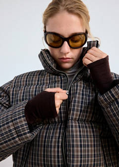 Checked anorak with funnel neck — Navy 11