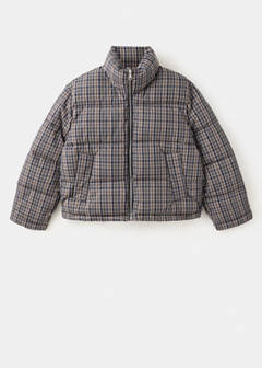 Checked anorak with funnel neck — Navy 5