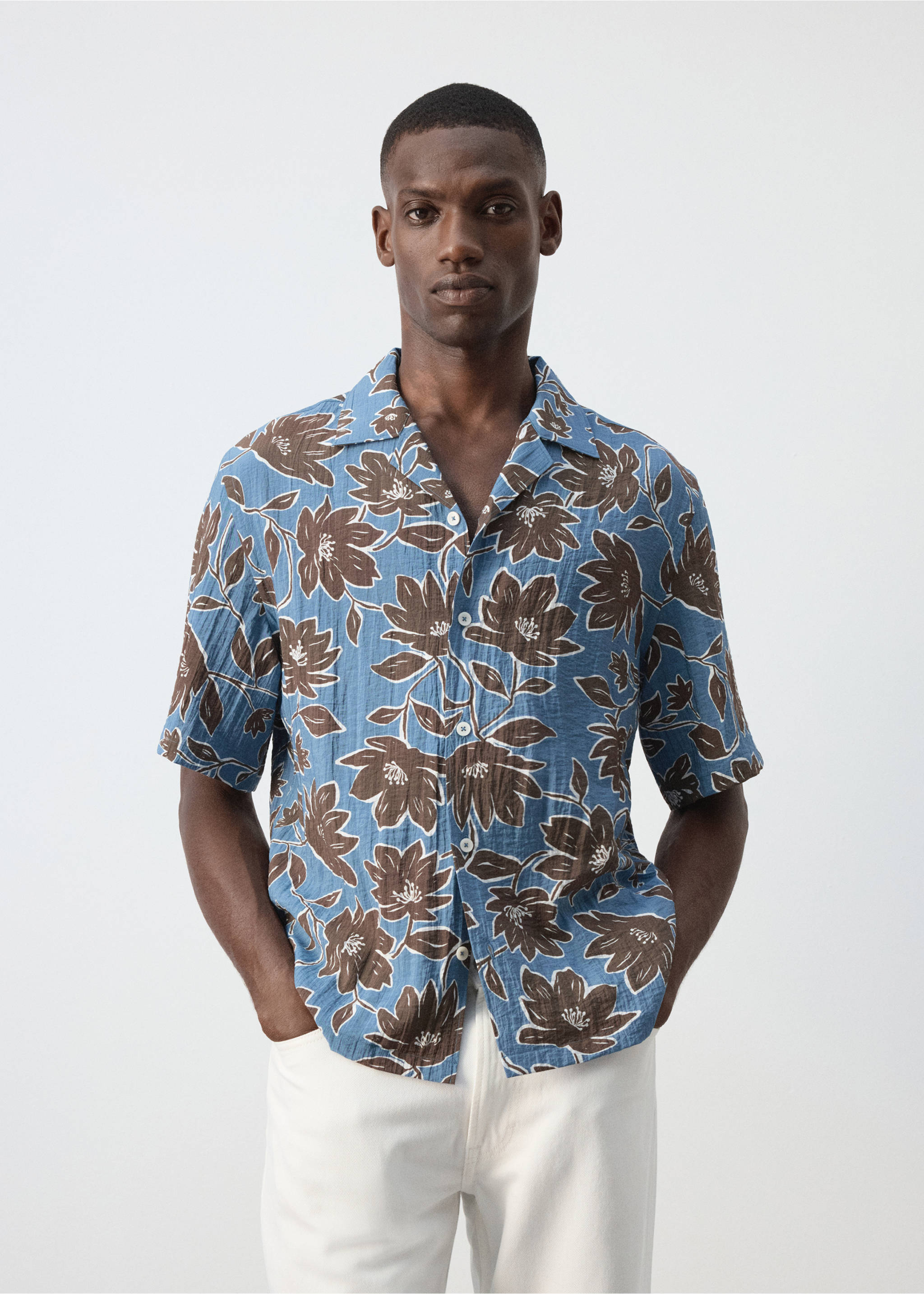 CAMISA FLORM - Plano medio, Marrón. Ref: 37017775-00.
