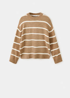Round-neck striped sweater — Medium Brown 8