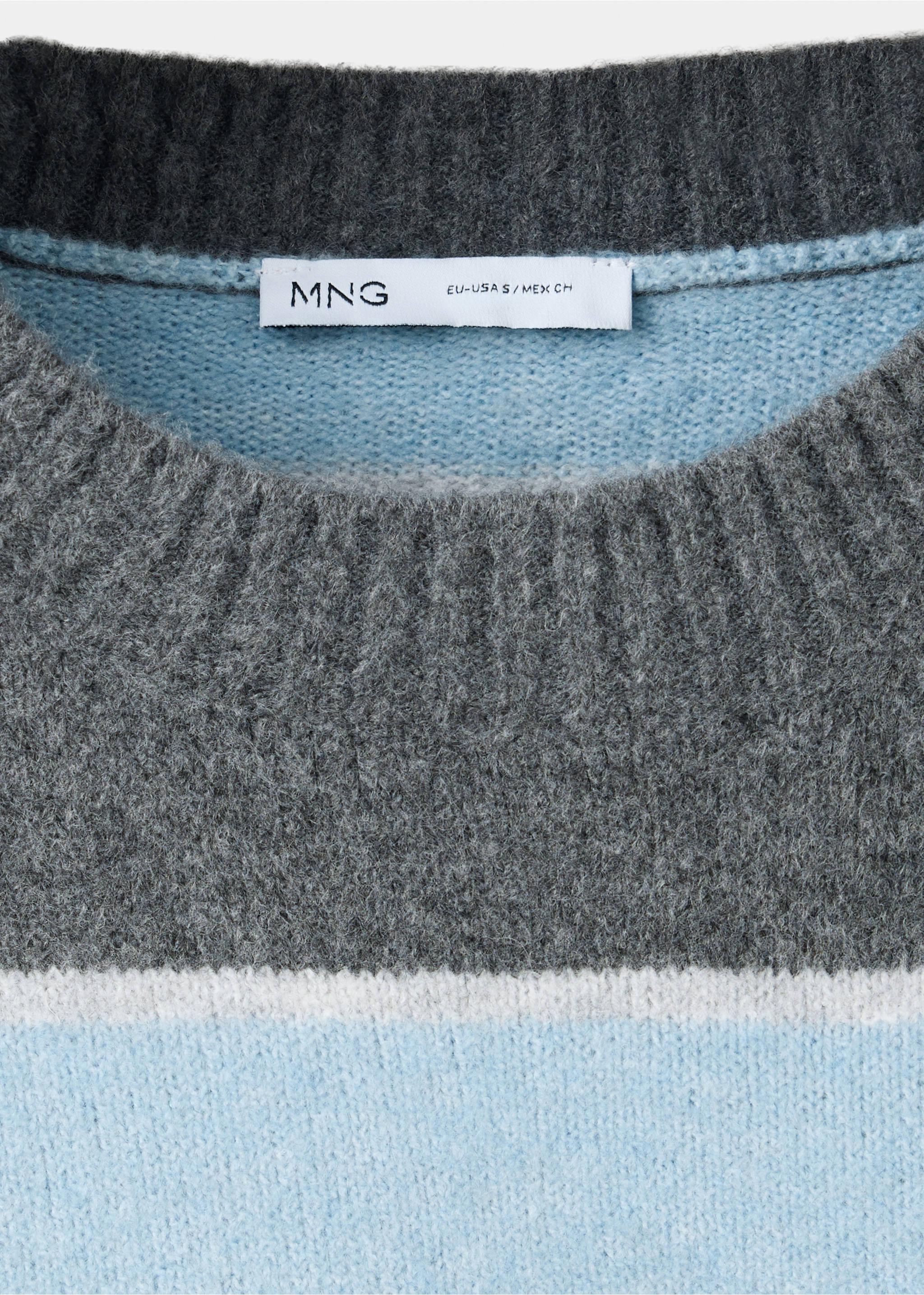 Jersey rayas cuello redondo - Detalle del artículo 8, Azul celeste. Ref: 37017776-00.