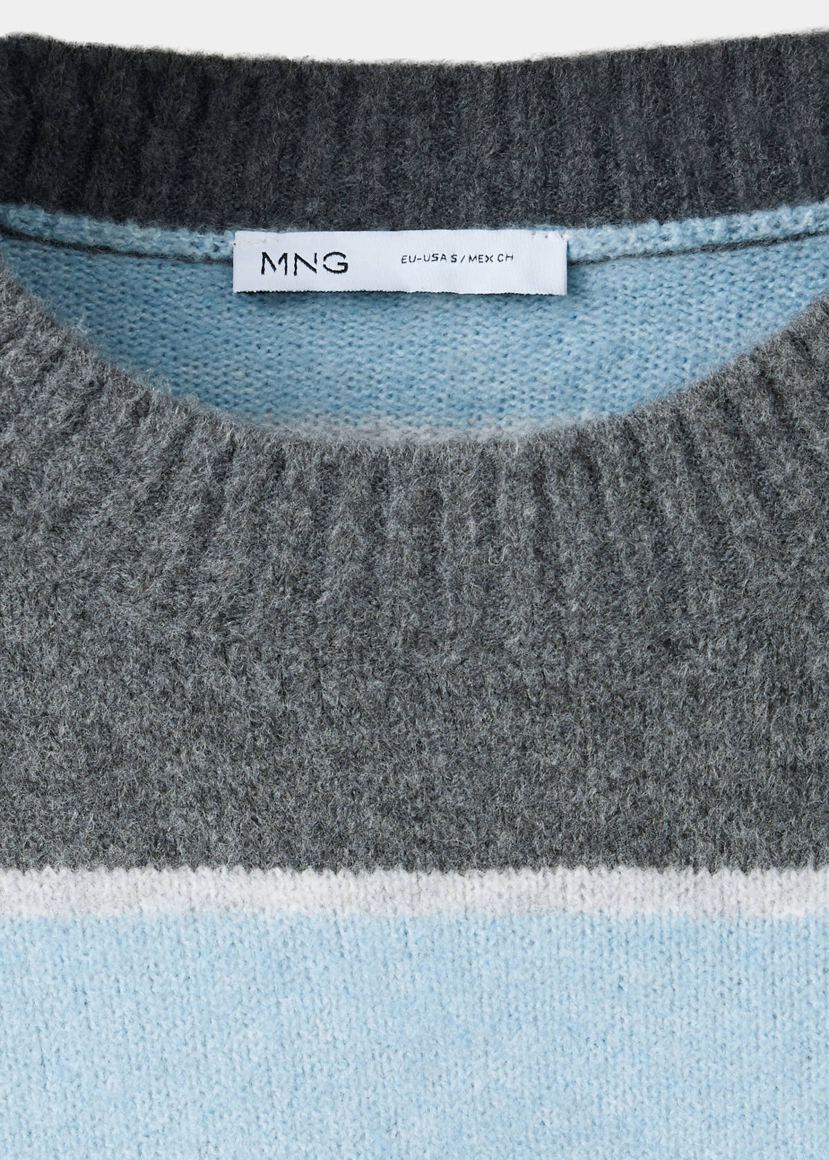 Round-neck striped sweater — Sky Blue