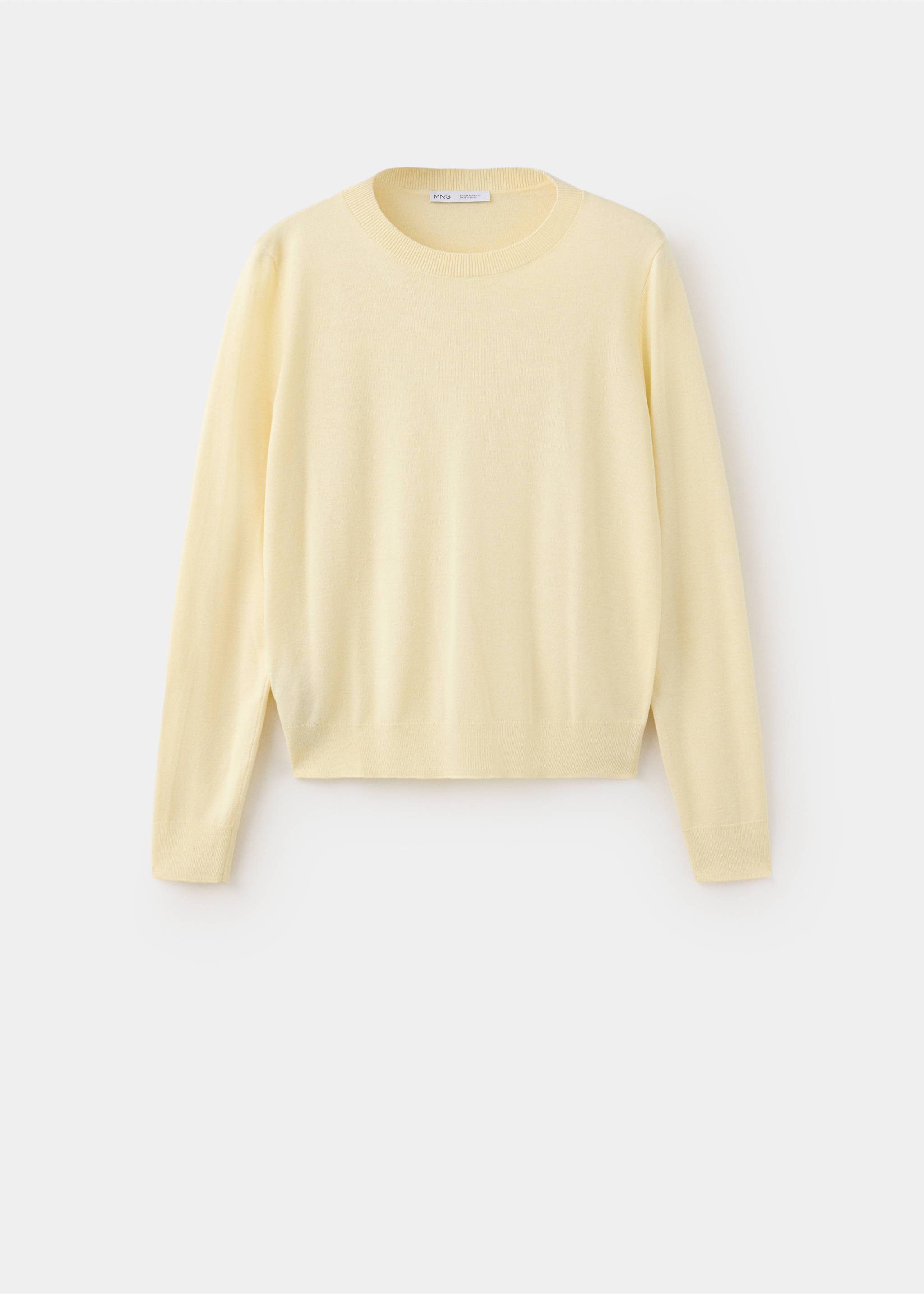 Round-neck knitted sweater - Article without model, Pastel Yellow. Ref: 37017777-00.