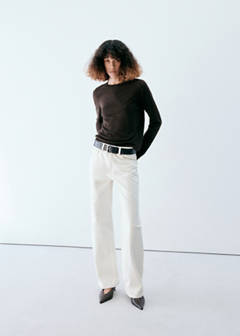 Round-neck knitted sweater — Brown 2
