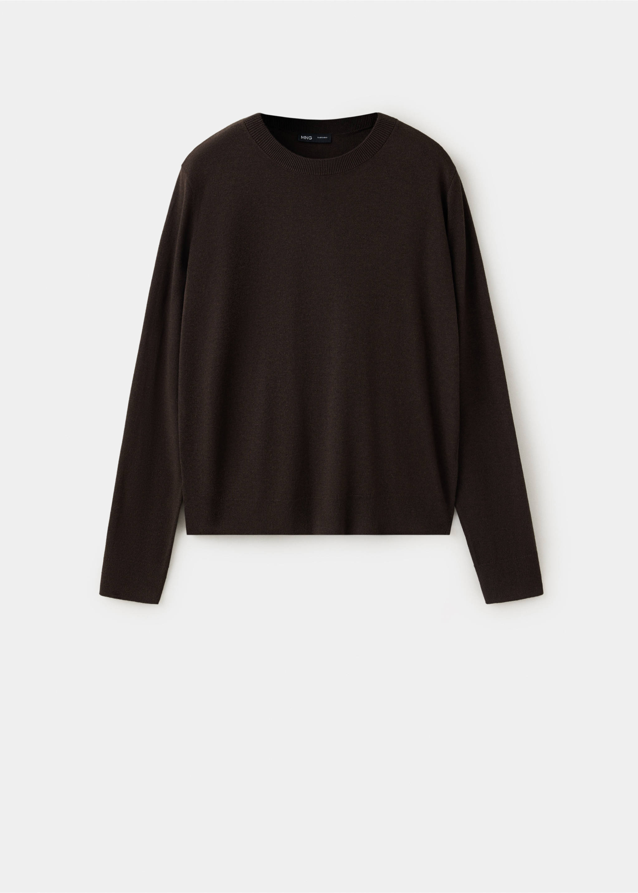 Round-neck knitted sweater - Article without model, Brown. Ref: 37017777-00.