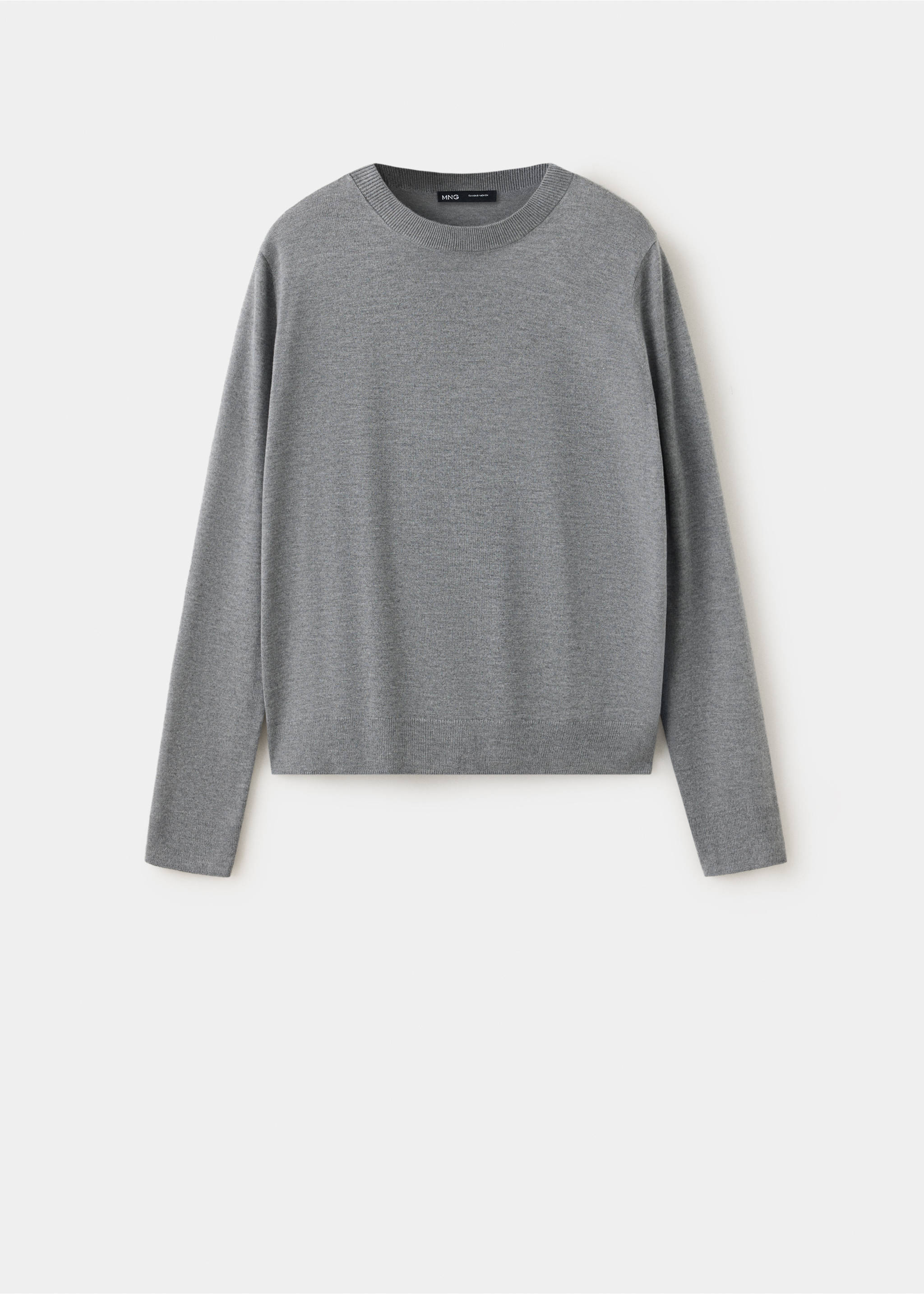 Round-neck knitted sweater - Article without model, Grey. Ref: 37017777-00.