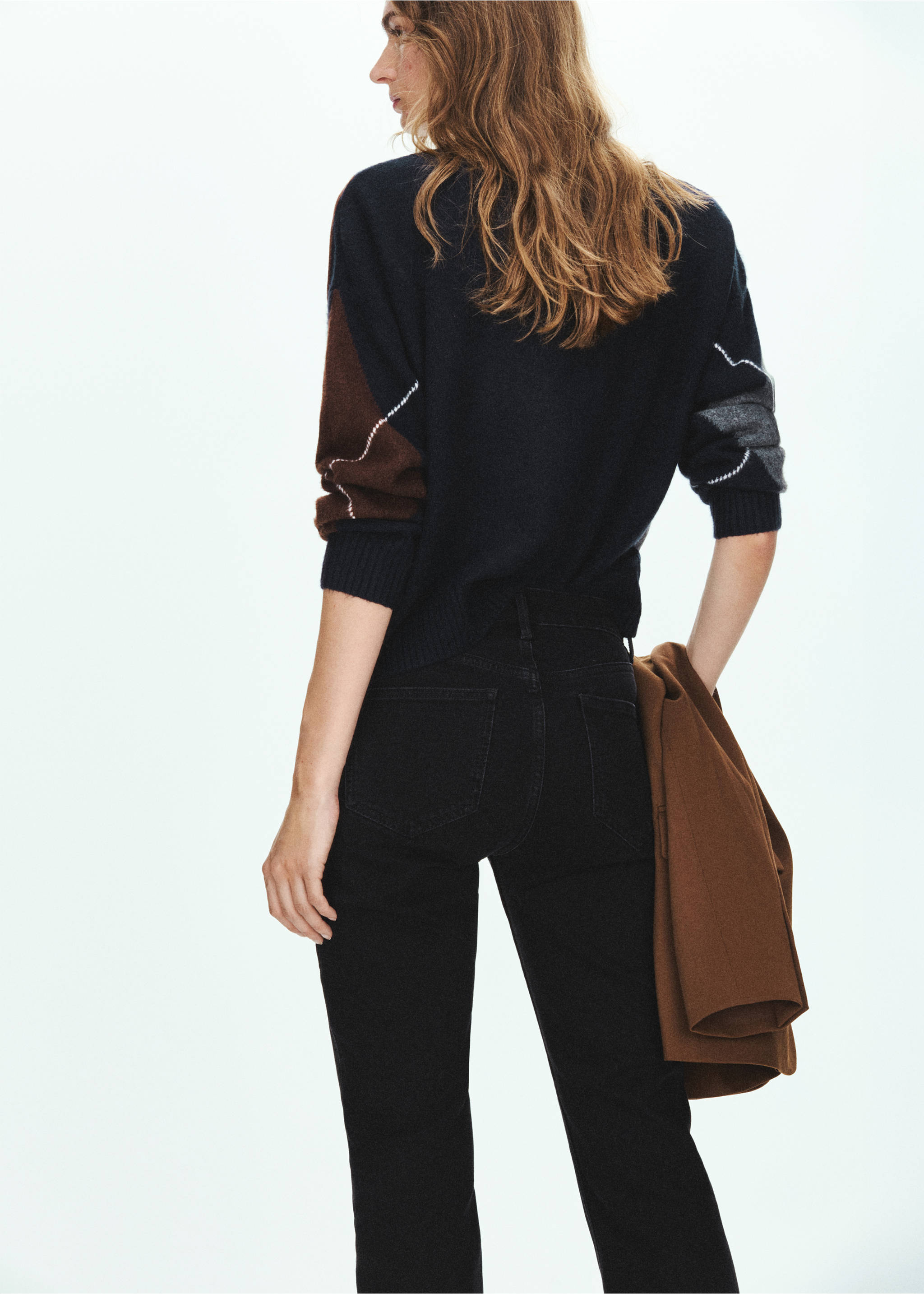 Pull maille losanges - Verso de l’article, Bleu marine. Ref: 37017779-00.