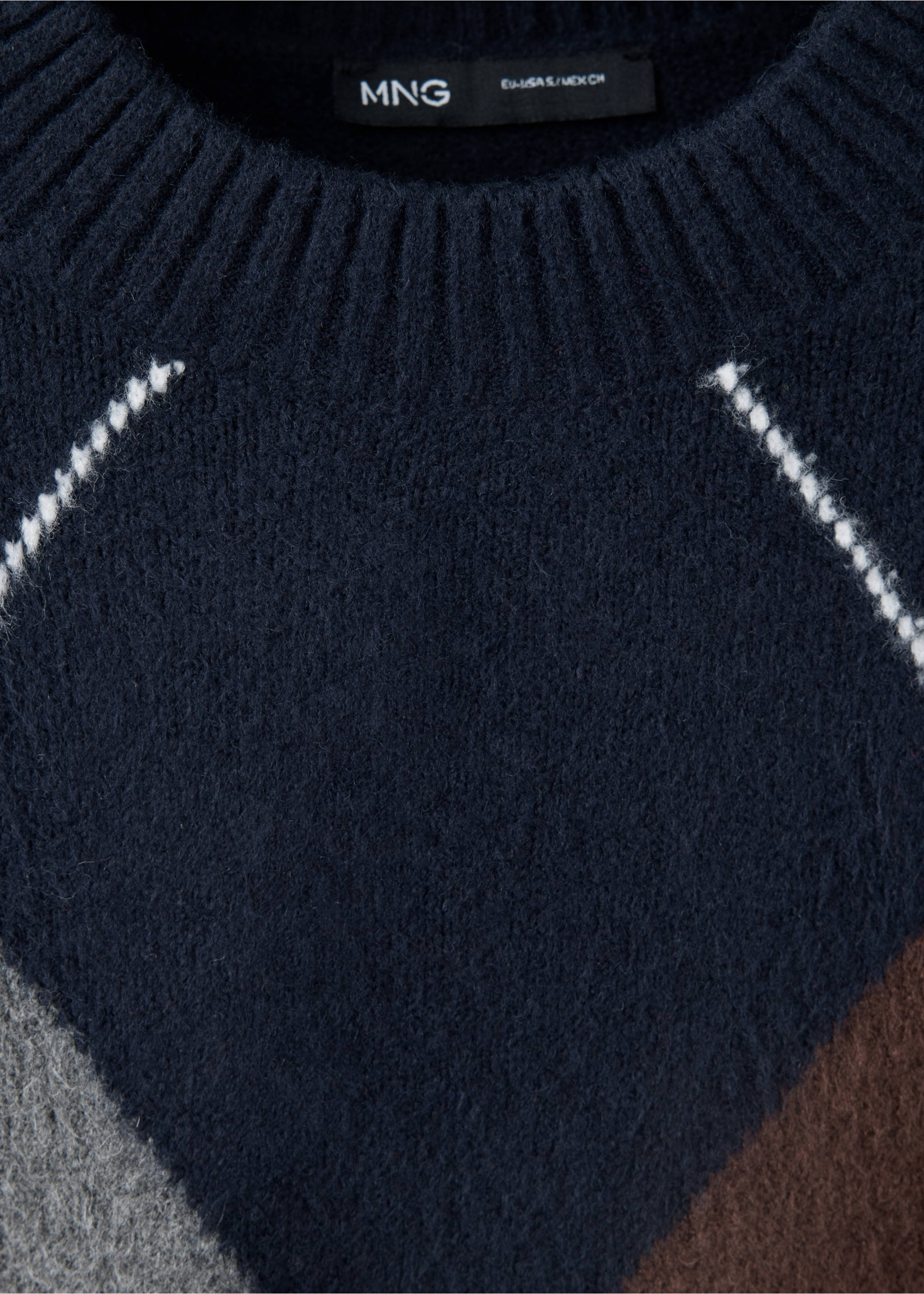 Pull maille losanges - Détail de l'article 8, Bleu marine. Ref: 37017779-00.
