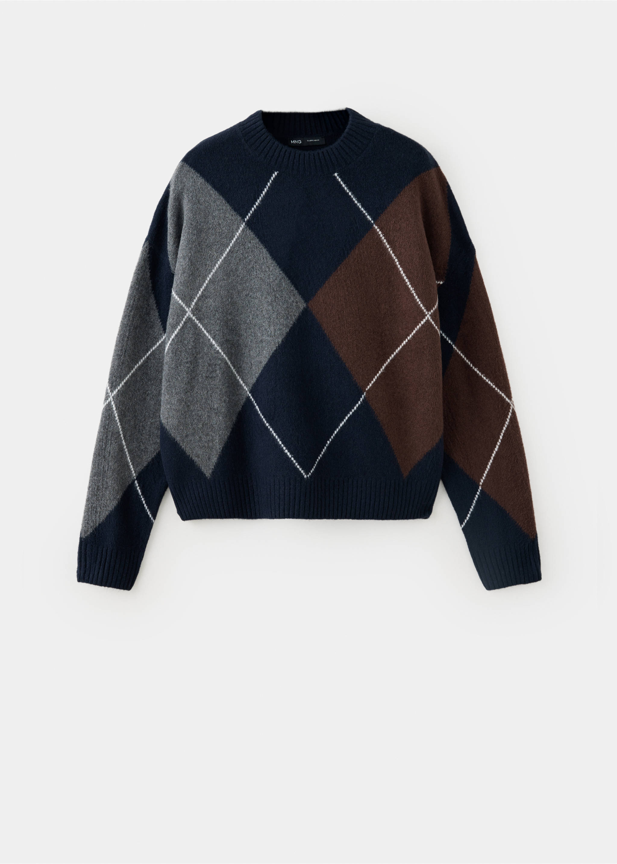Pull maille losanges - Article sans modèle, Bleu marine. Ref: 37017779-00.