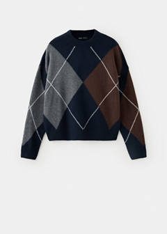Argyle knit sweater — Navy 6