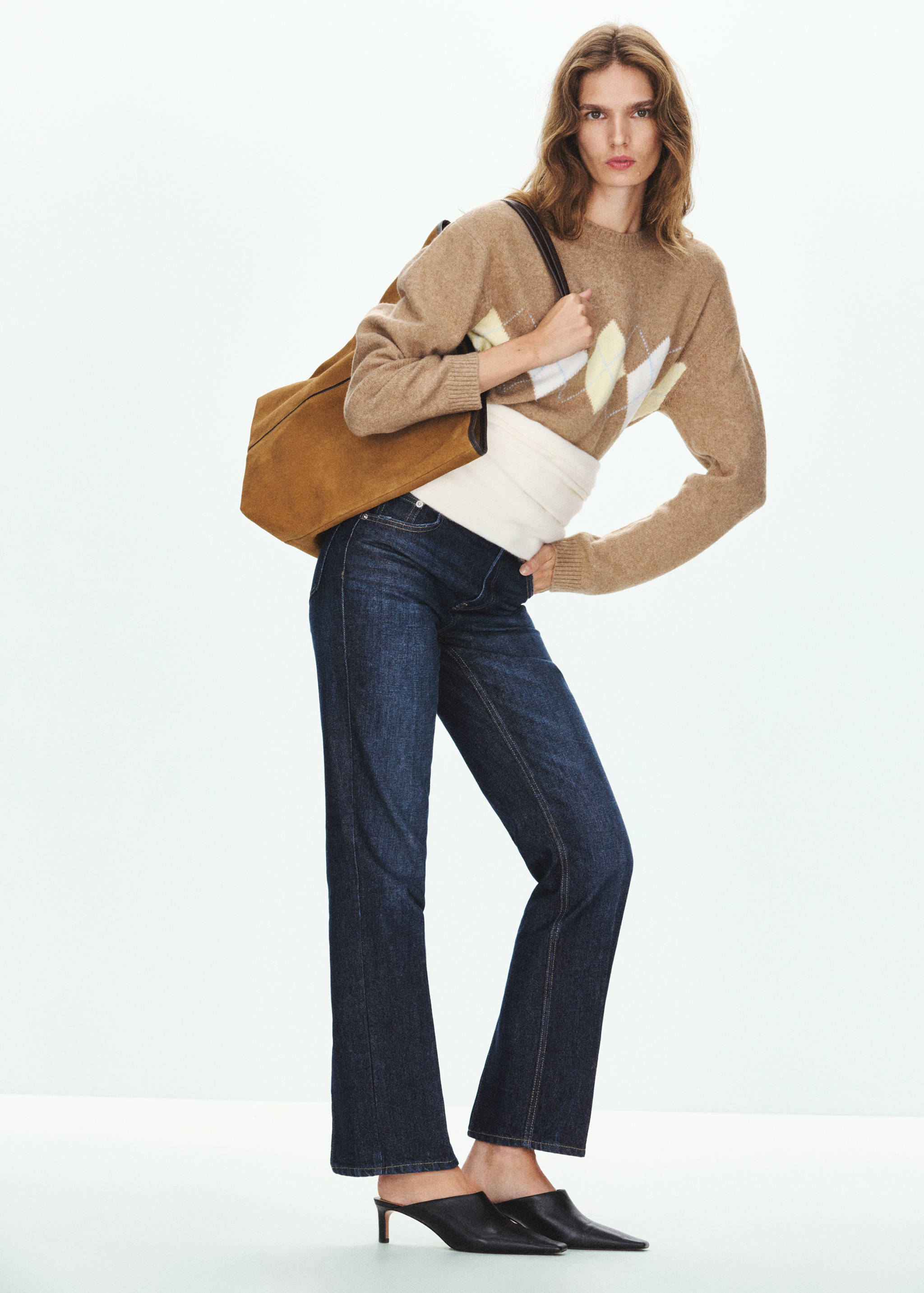 Diamond-pattern sweater with crew neck - General plane