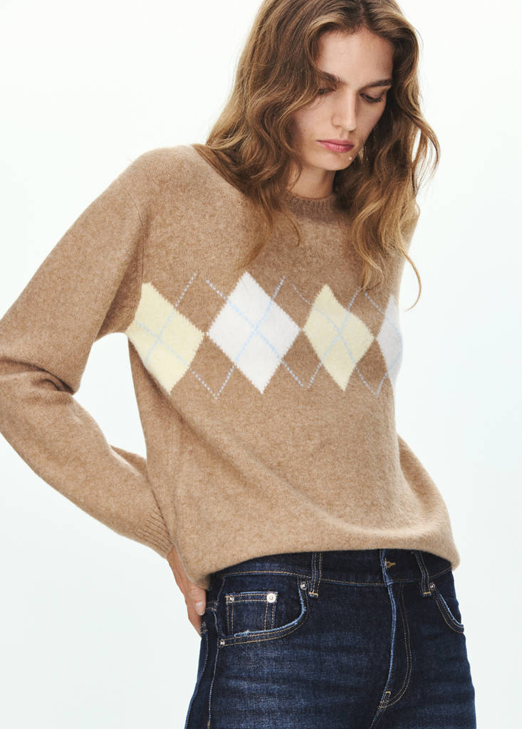Diamond-Pattern Sweater With Crew Neck