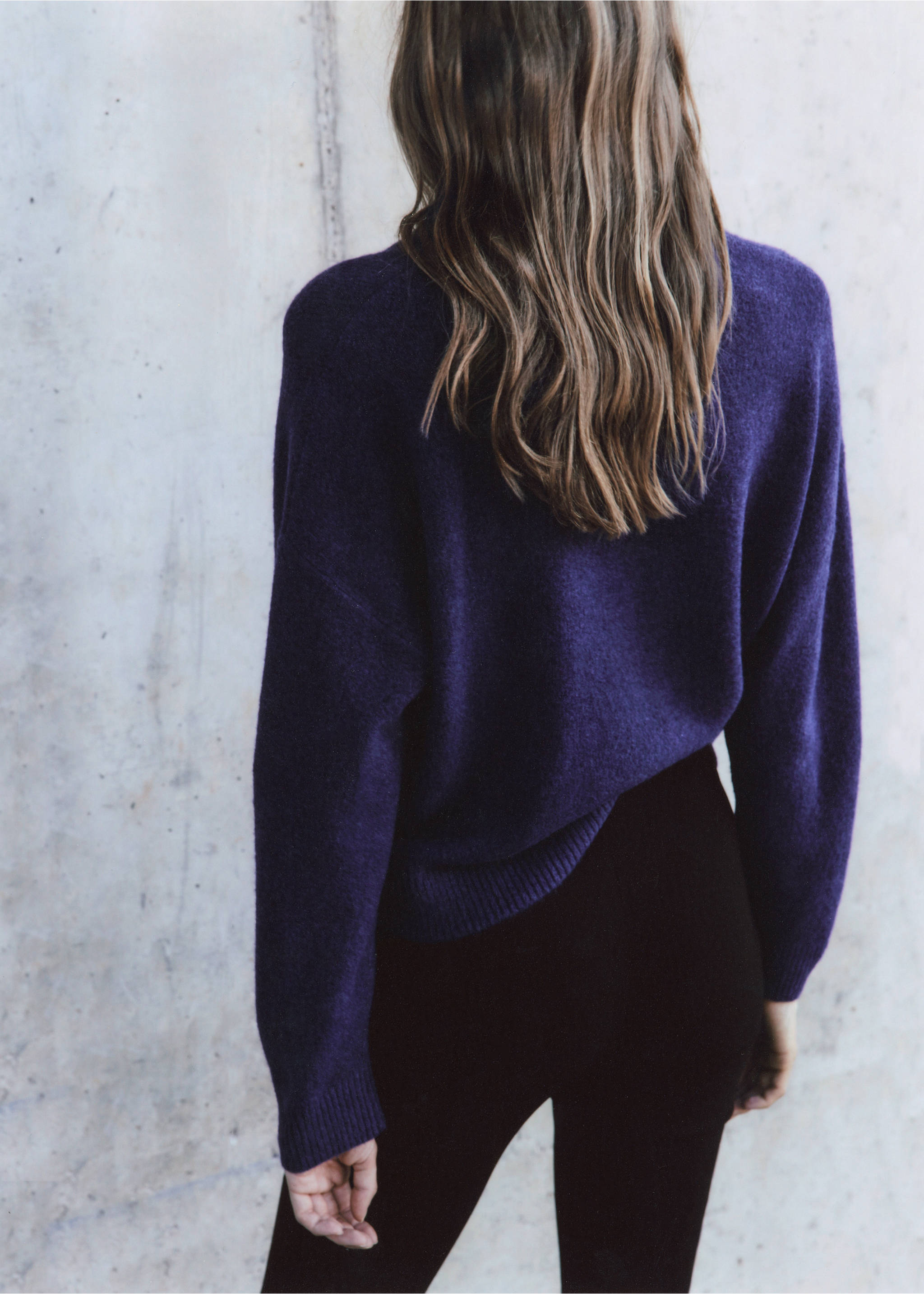 Knitted polo-neck sweater - Reverse of the article, Purple. Ref: 37017782-00.