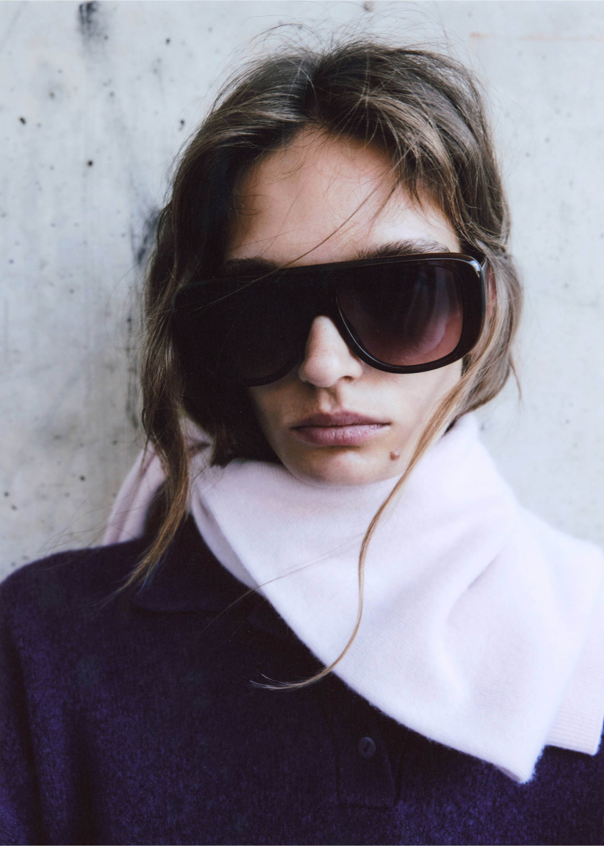 Knitted polo-neck sweater - Details of the article 1, Purple. Ref: 37017782-00.
